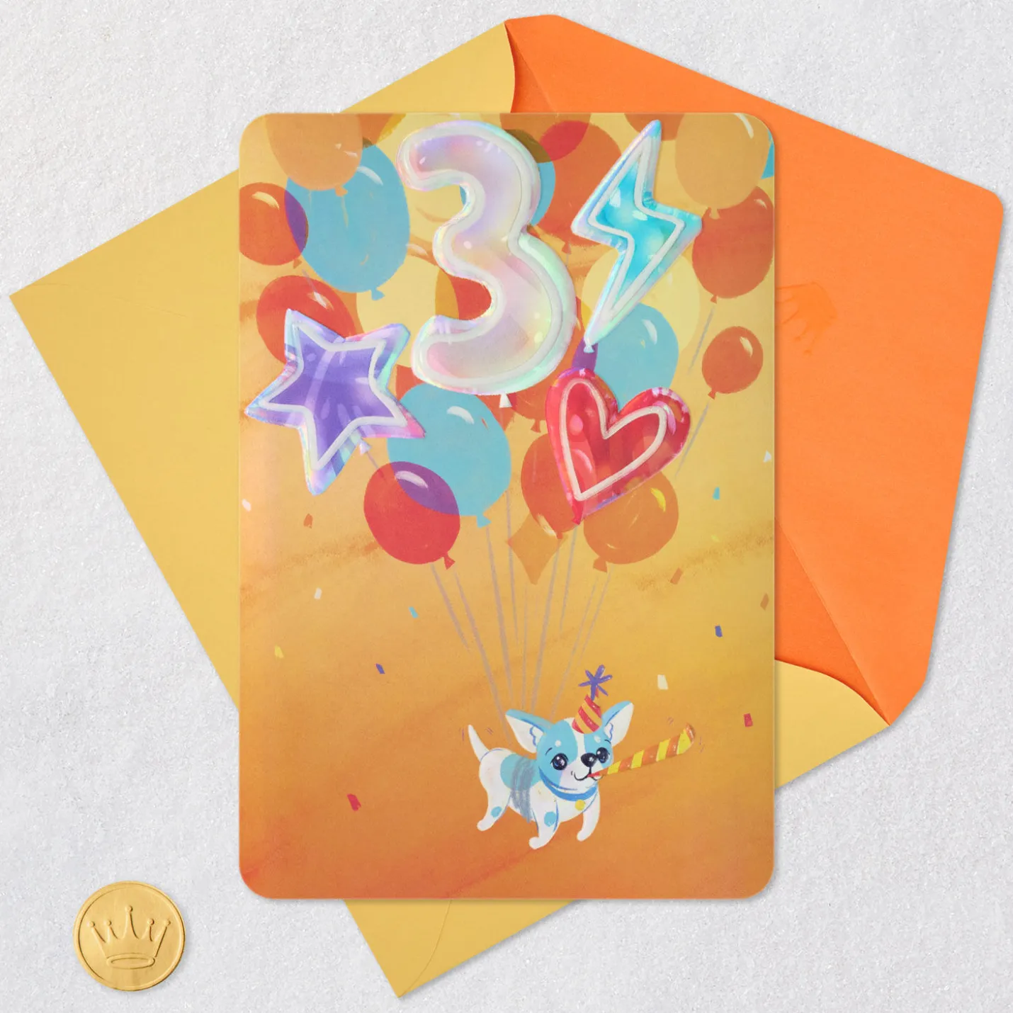 Dog With Balloons 3rd Birthday Card for Boys