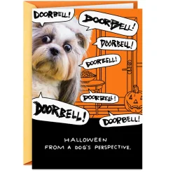 Dog and Doorbell Frenzy Funny Halloween Card