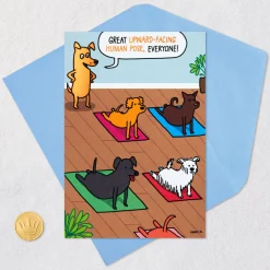 Dogs Doing Yoga Poses Funny Birthday Card