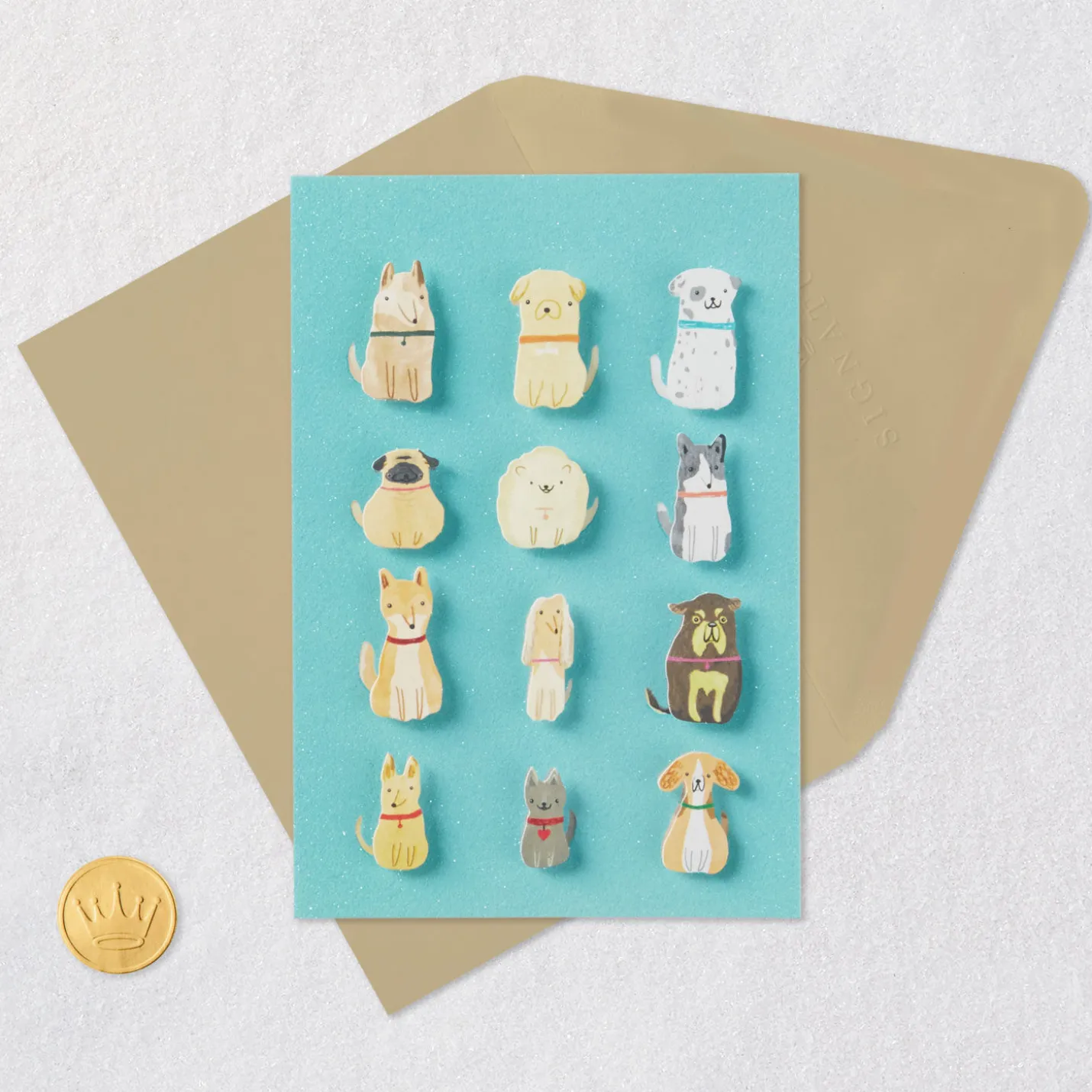 Dogs on Blue Blank Card
