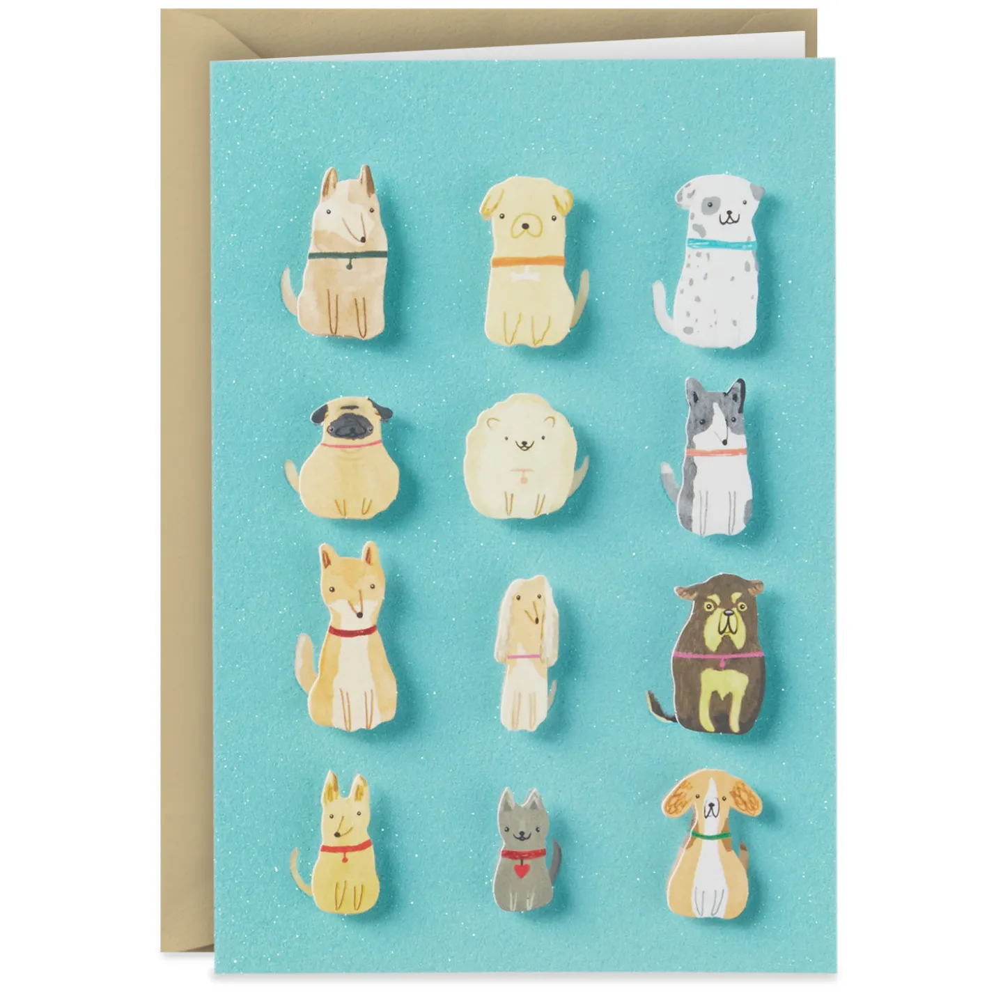Dogs on Blue Blank Card