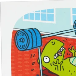 Don't Lift a Finger Dinosaur at Gym Funny Birthday Card