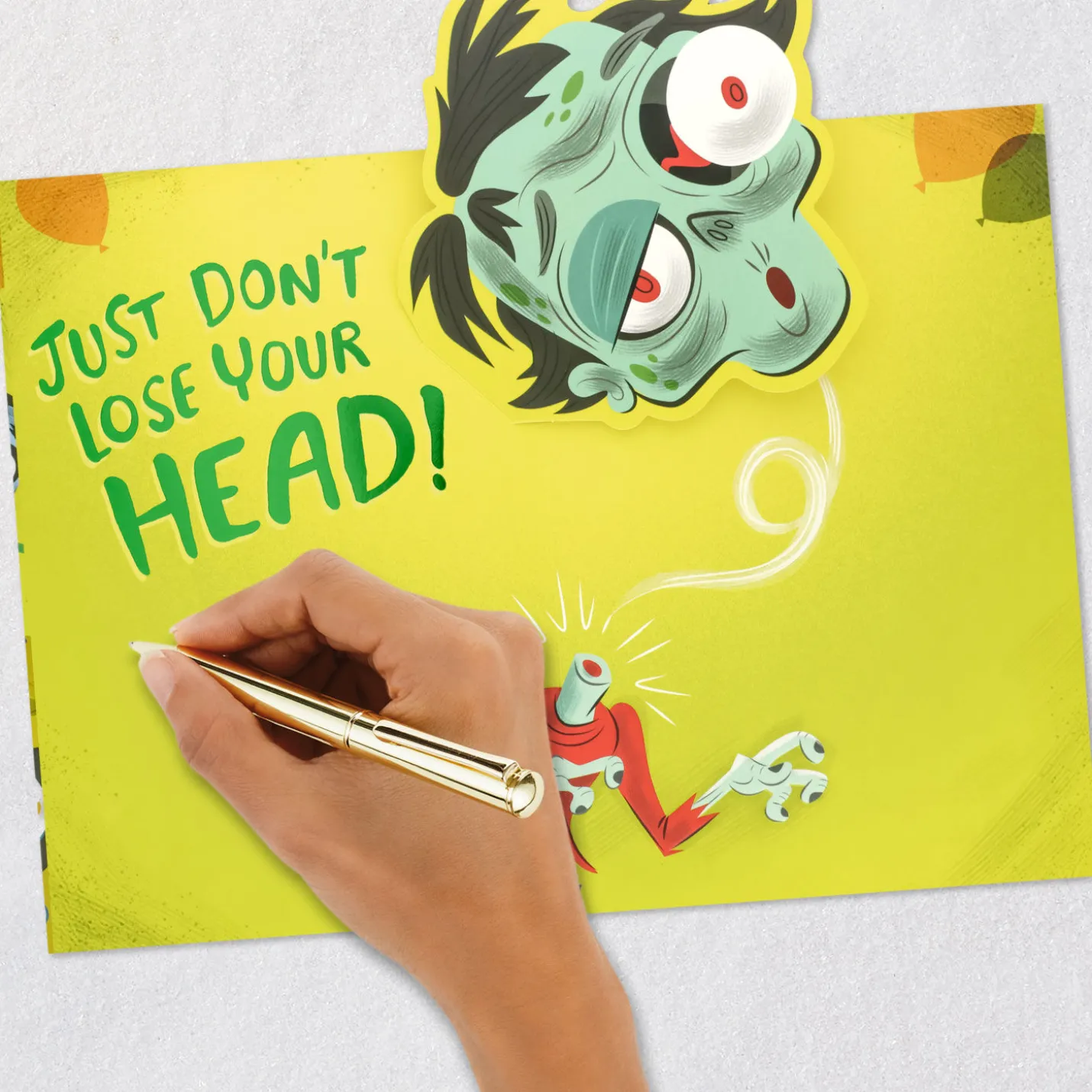 Don't Lose Your Head, Zombie Pop-Up Halloween Card