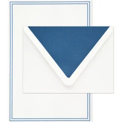 Double Blue Border Stationery Set, Box of 20