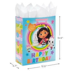 15.5" DreamWorks Animation Gabby's Dollhouse Extra-Large Birthday Gift Bag With Tissue Paper