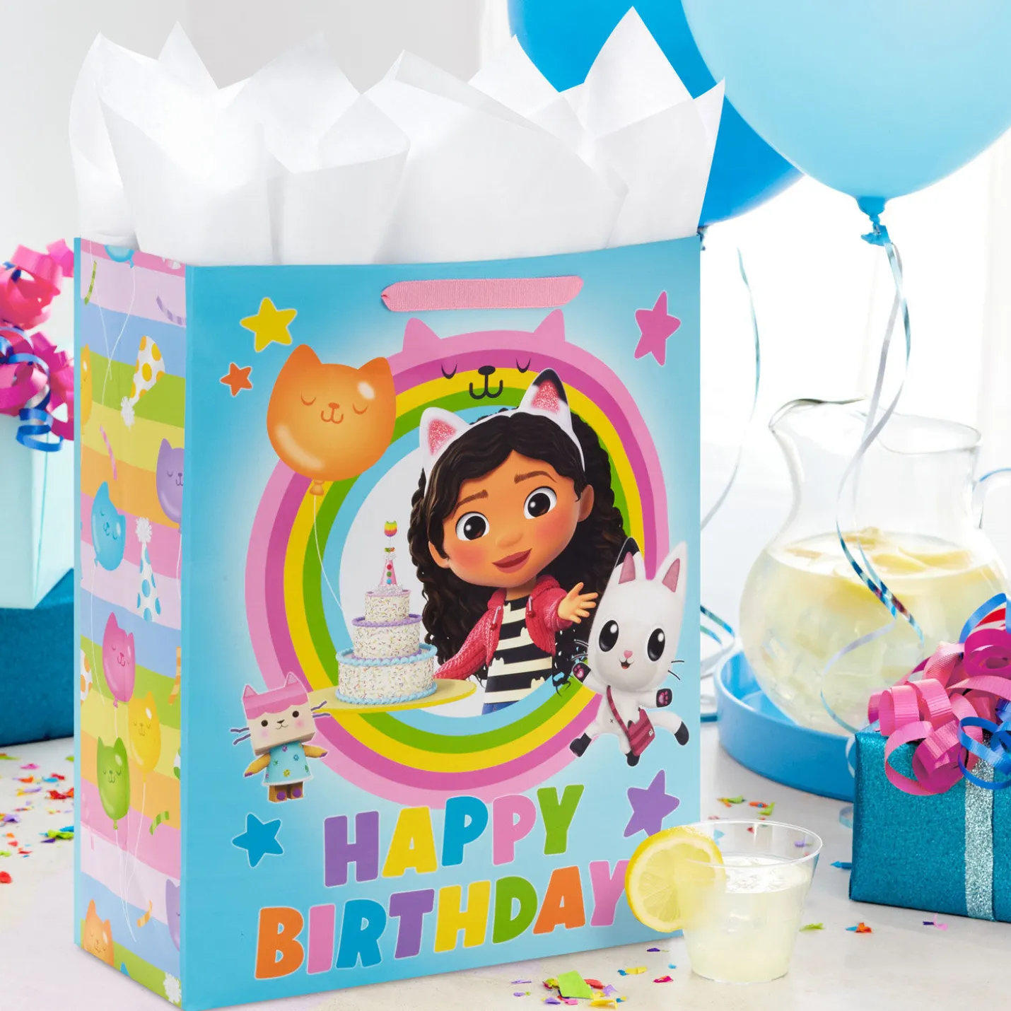 15.5" DreamWorks Animation Gabby's Dollhouse Extra-Large Birthday Gift Bag With Tissue Paper