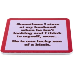 Drinks on Me One Lucky Son of a Bitch Funny Coaster