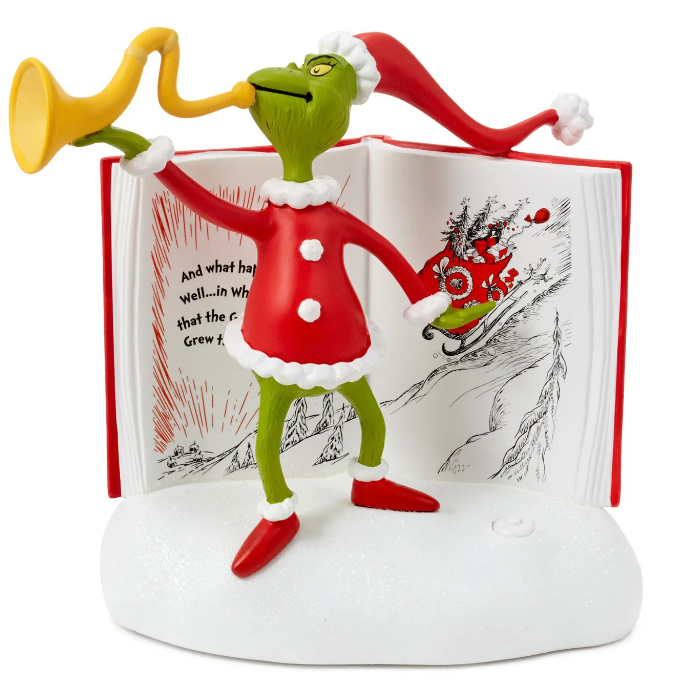 Dr. Seuss's How the Grinch Stole Christmas!™ Grinch With Storybook Figurine With Sound, 6.25"