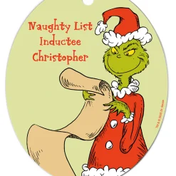 Dr. Seuss's How the Grinch Stole Christmas!™ Naughty List Metal Personalized Ornament, Custom Text
