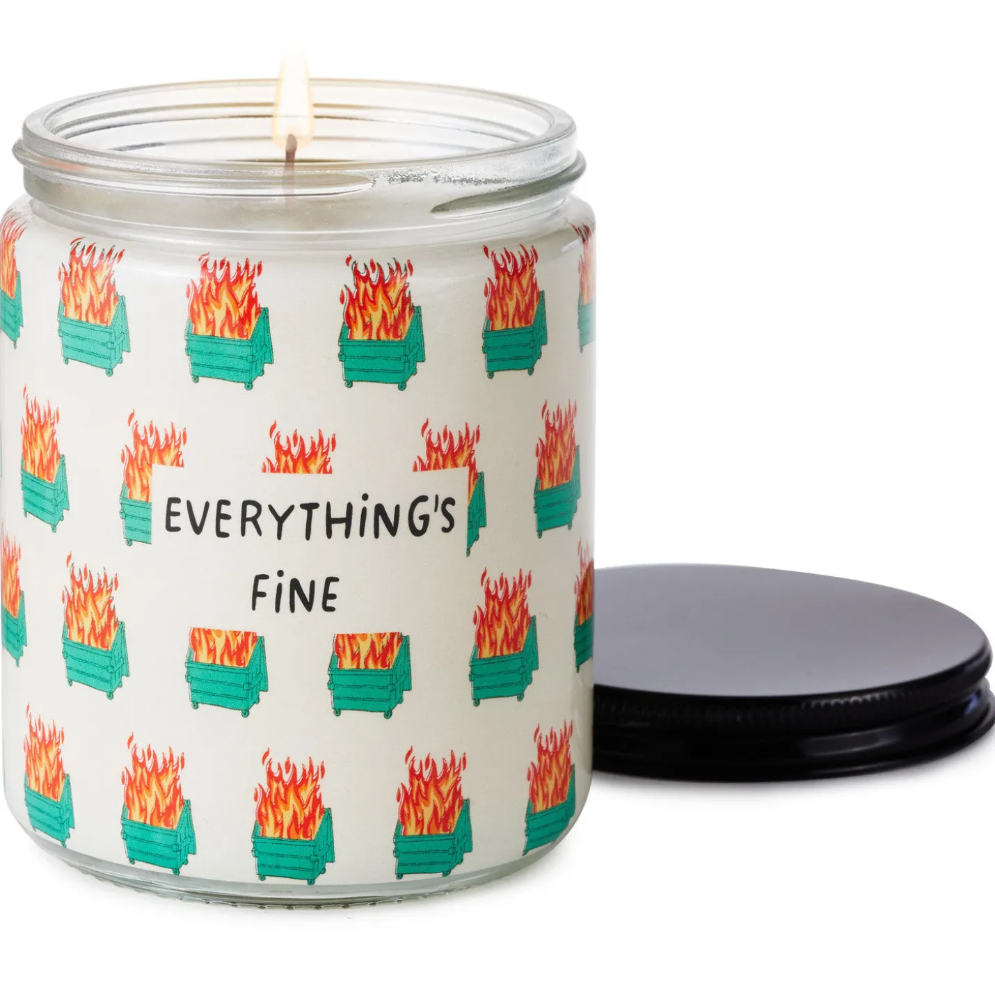 Dumpster Fire Everything's Fine Scented Single-Wick Jar Candle, 7 oz.