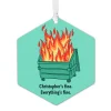 Dumpster Fire Metal Personalized Ornament, Custom Text
