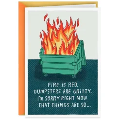 Dumpster Fire Poem Funny Support Card