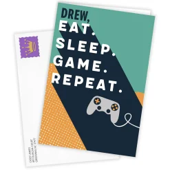 Eat Sleep Game Repeat Custom Celebration Card