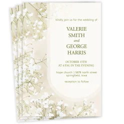 Elegant Baby's Breath Flat Wedding Invitation