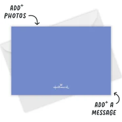 Elegant Blue Calligraphy Flat Wedding Thank You Photo Card