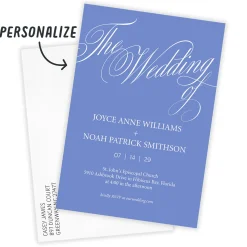 Elegant Blue Calligraphy Flat Wedding Invitation