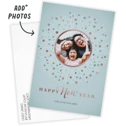 Elegant Burst Flat New Year Photo Card