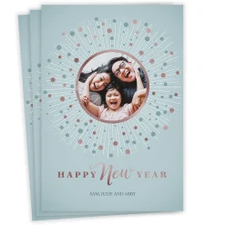 Elegant Burst Flat New Year Photo Card
