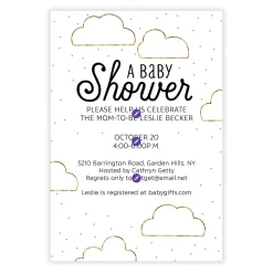 Elegant Clouds and Dots Flat Baby Shower Invitation
