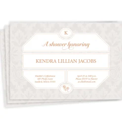 Elegant Damask Flat Bridal Shower Invitation