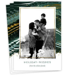 Elegant Evergreen Marble Flat Holiday Photo Card
