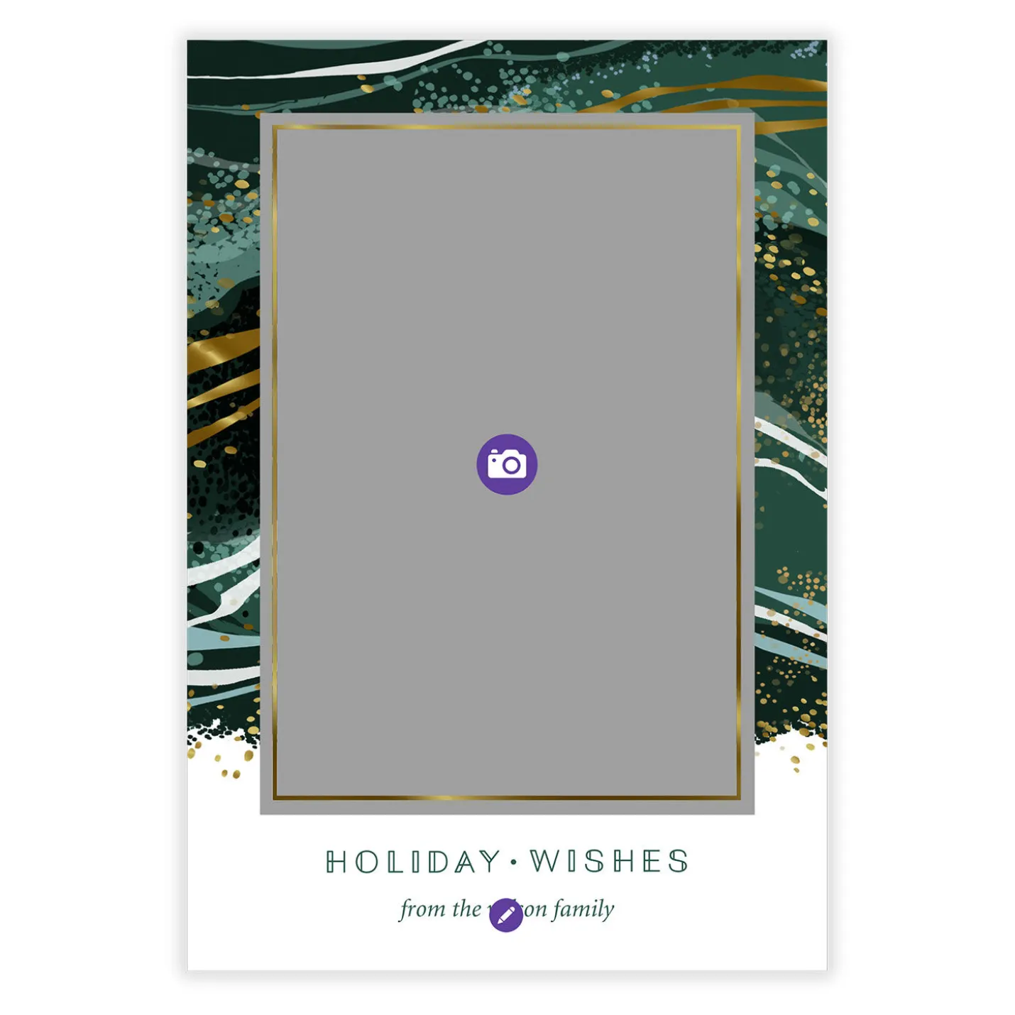 Elegant Evergreen Marble Flat Holiday Photo Card