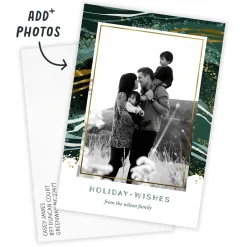Elegant Evergreen Marble Flat Holiday Photo Card