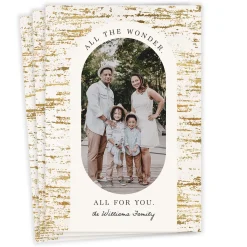 Elegant Golden Birch Flat Holiday Photo Card