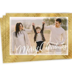Elegant Gold Frame Flat Christmas Photo Card