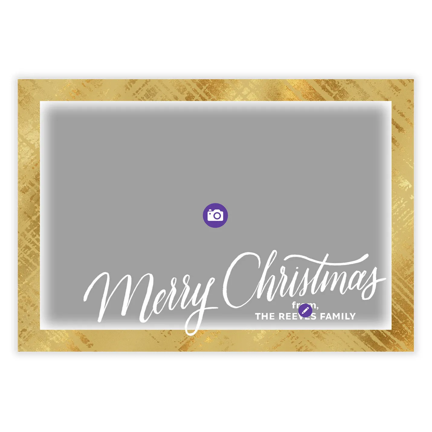 Elegant Gold Frame Flat Christmas Photo Card