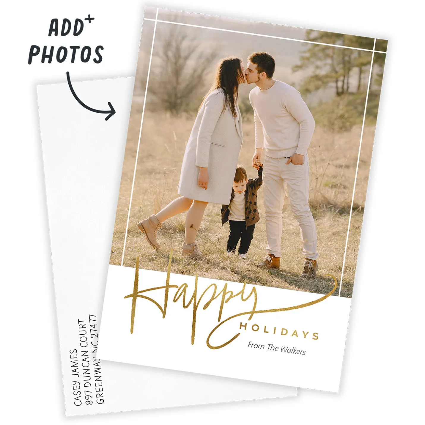 Elegant Gold Script Flat Holiday Photo Card
