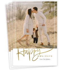 Elegant Gold Script Flat Holiday Photo Card