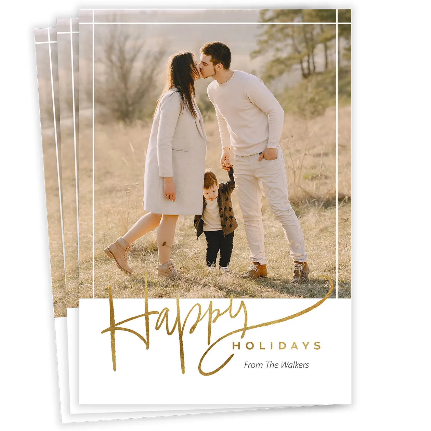 Elegant Gold Script Flat Holiday Photo Card