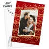 Elegant Gold Script on Red Flat Holiday Photo Card