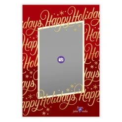 Elegant Gold Script on Red Flat Holiday Photo Card