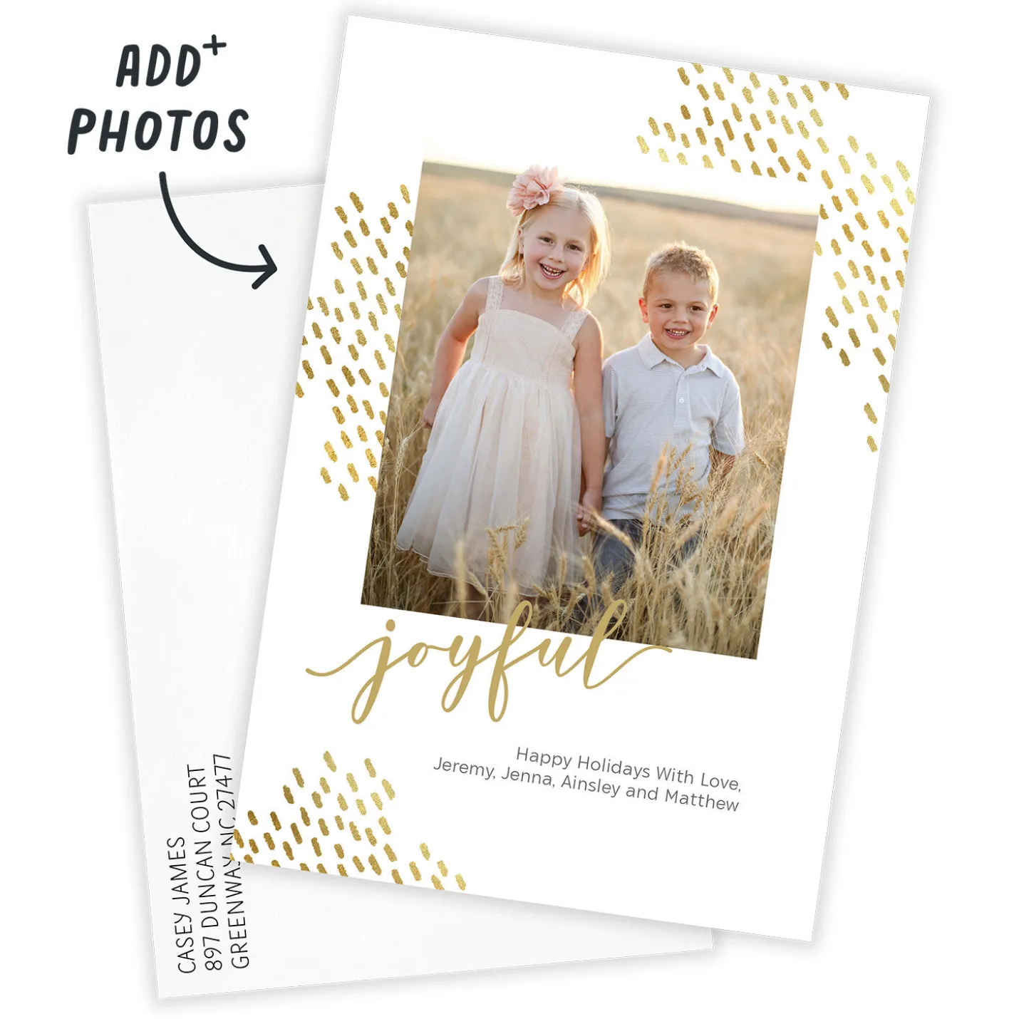 Elegant Joyful Flat Holiday Photo Card