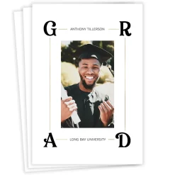 Elegant Letter Corners Flat Graduation Announcement