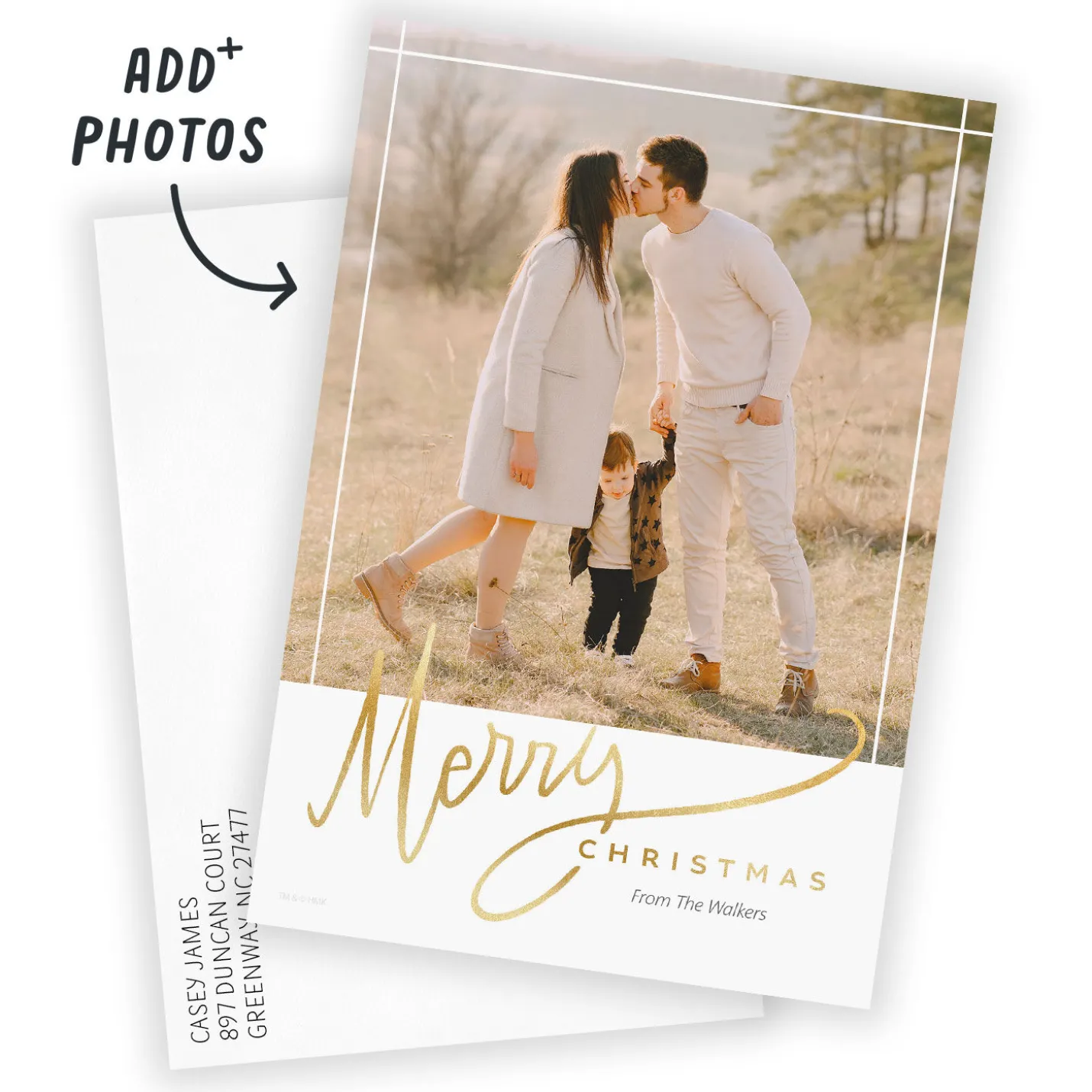 Elegant Merry Flat Christmas Photo Card