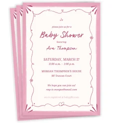 Elegant Pink Doodle Flat Baby Shower Invitation