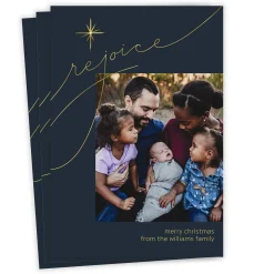 Elegant Rejoice Religious Flat Christmas Photo Card