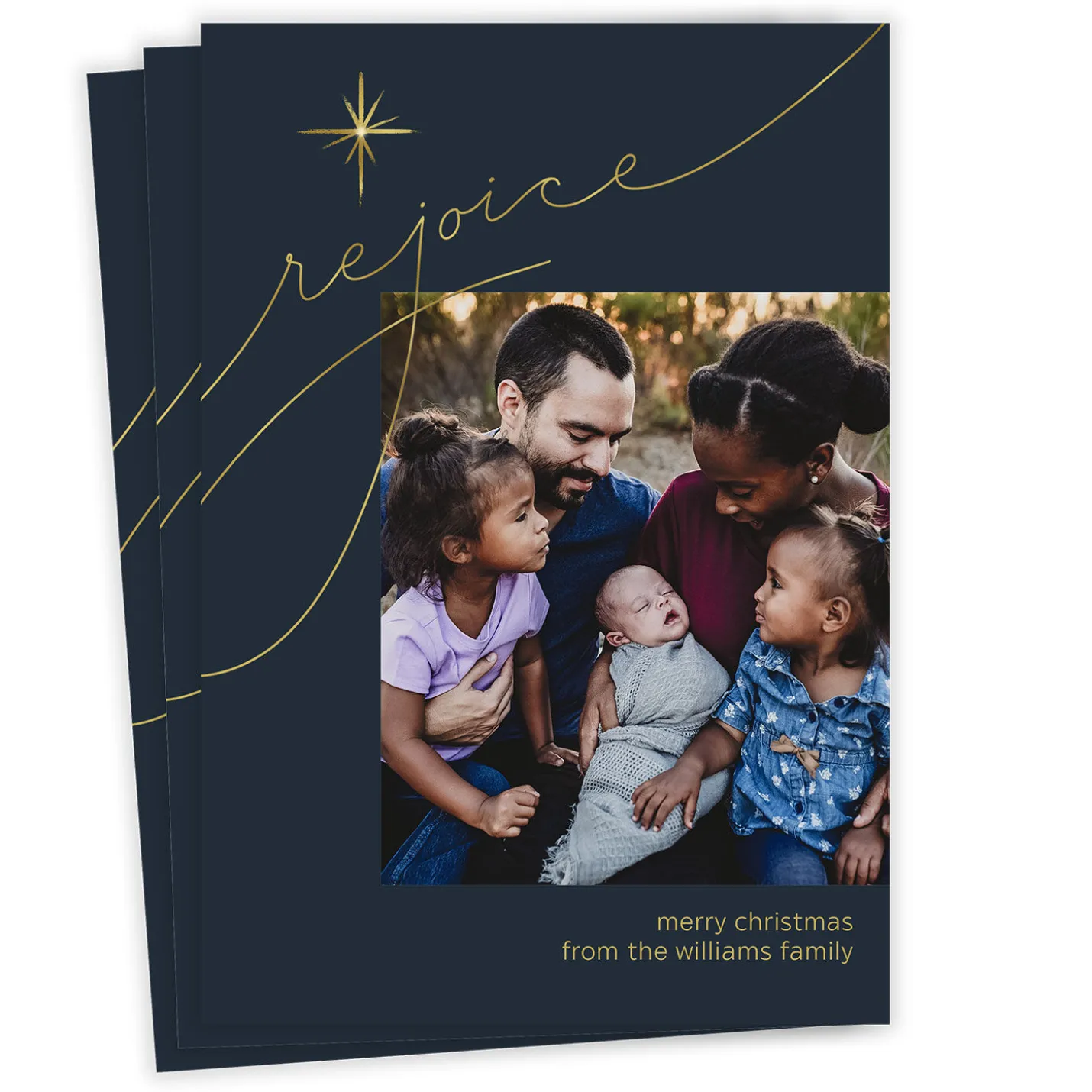 Elegant Rejoice Religious Flat Christmas Photo Card