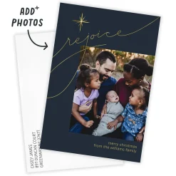 Elegant Rejoice Religious Flat Christmas Photo Card