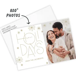 Elegant Sparkle and Snow Flat Holiday Photo Card