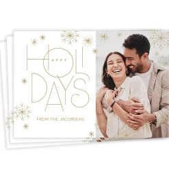 Elegant Sparkle and Snow Flat Holiday Photo Card