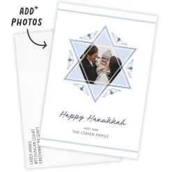 Elegant Star of David Flat Hanukkah Photo Card