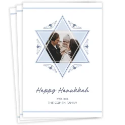 Elegant Star of David Flat Hanukkah Photo Card