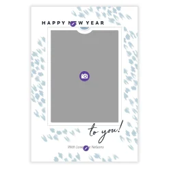 Elegant White and Blue Flat New Year Photo Card