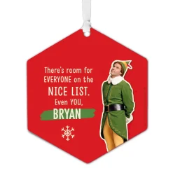 Elf Metal Personalized Ornament, Custom Text
