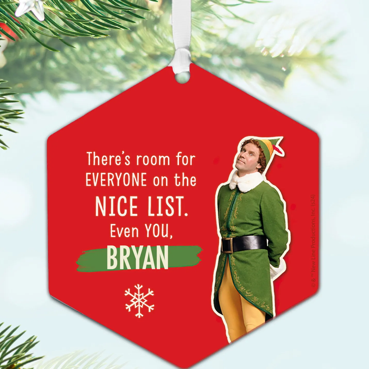 Elf Metal Personalized Ornament, Custom Text