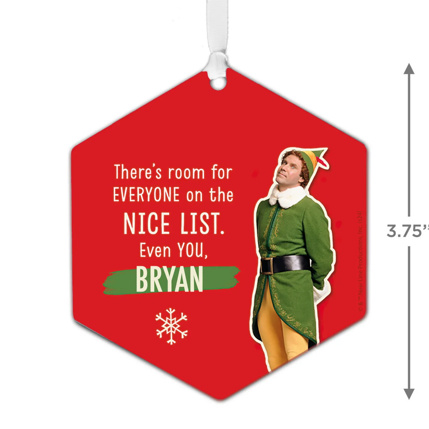 Elf Metal Personalized Ornament, Custom Text